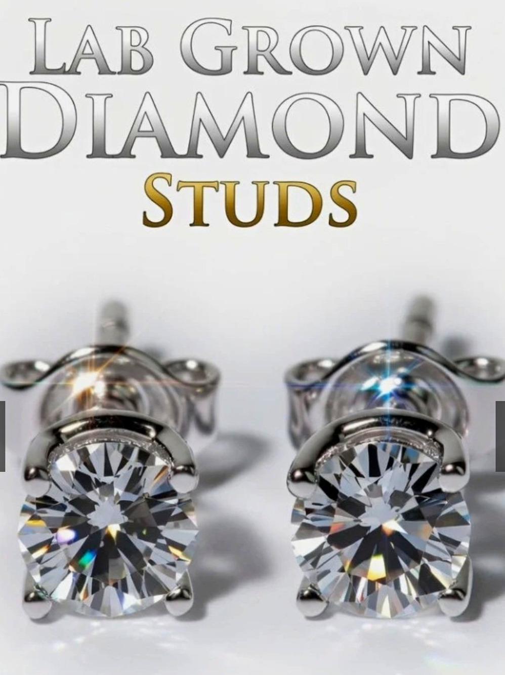 4mm [.50 carat] CVD Lab Grown Diamond Stud Earrings in Solid .925Sterling Silver